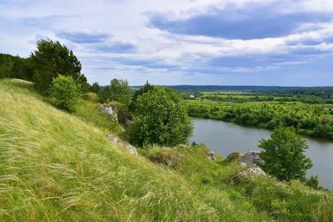Panorama of the Sylva River and the river valley from the Sorokinskaya gypsum Stock Photos