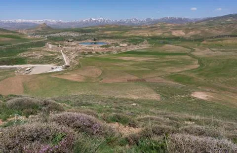 Panorama Takht-e Soleyman Volcano Iran Stock Photos