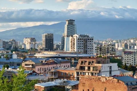 Panorama of Tbilisi from the observation deck Stock Photos