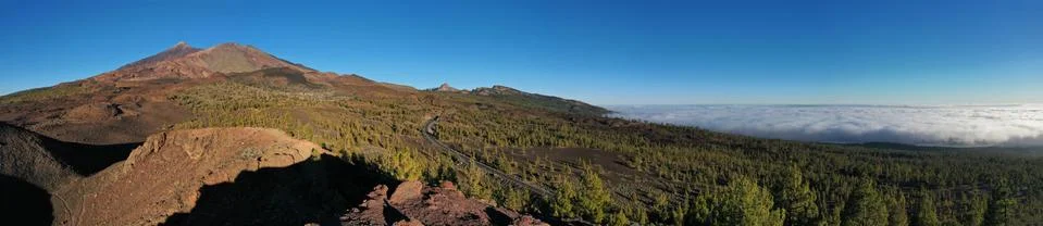 Panorama of the Teide Volcano Stock Photos