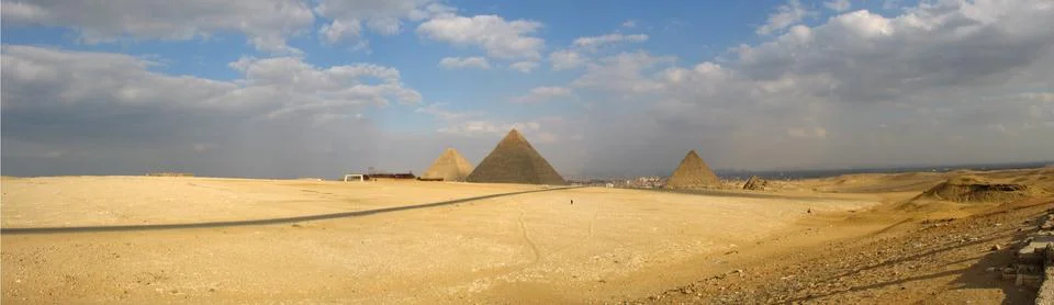 Panorama with three pyramids Stock Photos