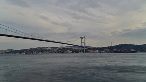 Panorama time lapse with Bosphorus Bridge, Istanbul Stock Footage 131384317