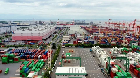 Panorama of Tokyo Harbor in Container Zo... | Stock Video | Pond5