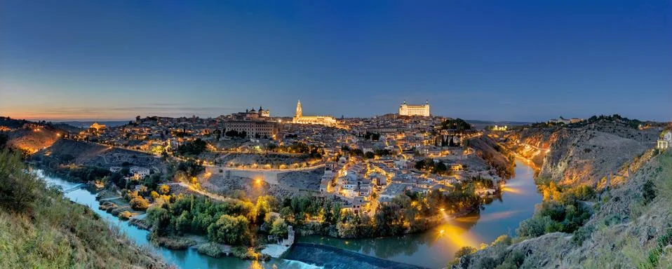 Panorama of Toledo at dawn Stock Photos