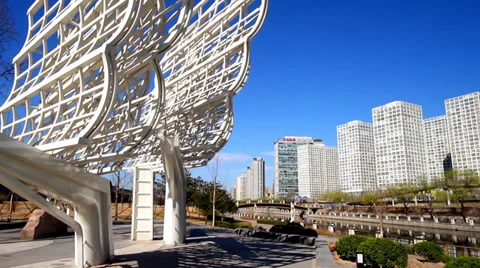 The panorama of Tonghui River Park,Beijing,China Vídeo Stock 33227983
