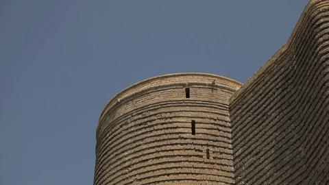 Panorama on top of an ancient stone tower in Baku, Azerbaijan. Maiden Tower Stock Footage 122298321