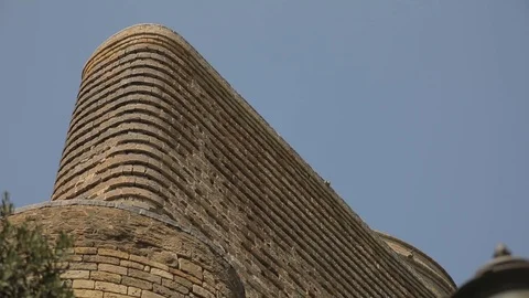 Panorama on top of an ancient stone tower in Baku, Azerbaijan. Maiden Tower Stock Footage 122298382