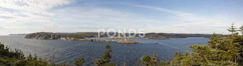 Panorama of Trinity Bay from Skerwink Coastline Trail, Trinity, Newfoundland, Stock Photos