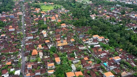 Panorama of Ubud with drone Stock Footage 106330488