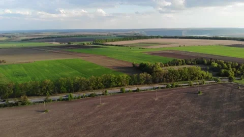 Panorama of Ukrainian fields from above Stock Footage 193450670