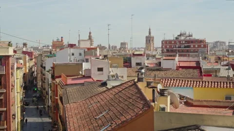 Panorama of Valencia, view of the tiled roofs. Stock-Footage 241816646