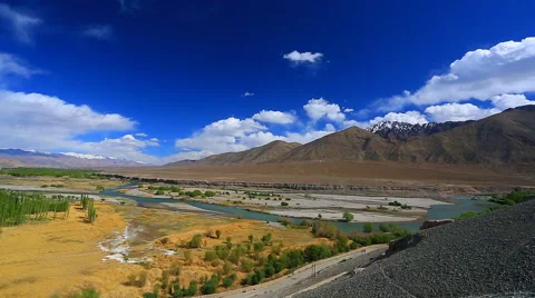 Panorama of the valley of the Indus River Stock Footage 44769706