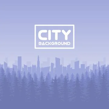 Panorama of vector city with forest 스톡 일러스트