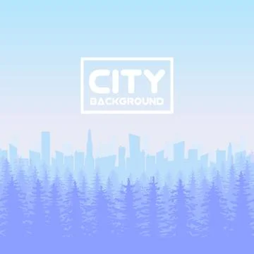 Panorama of vector city with forest 스톡 일러스트