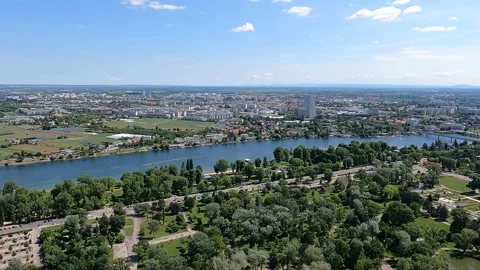Panorama of Vienna from the Danube Tower Stock Footage 196226252