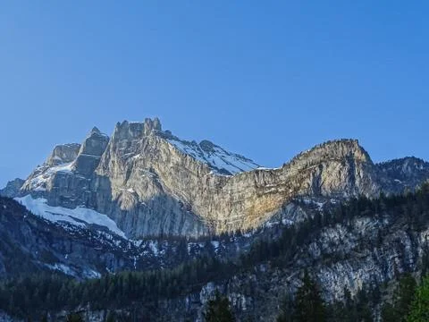 Panorama view of the Alps on a hiking path near Kandersteg Stock Photos
