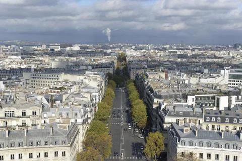 Panorama, view, from the Arc de Triomphe, Paris, France, Europe Foto stock