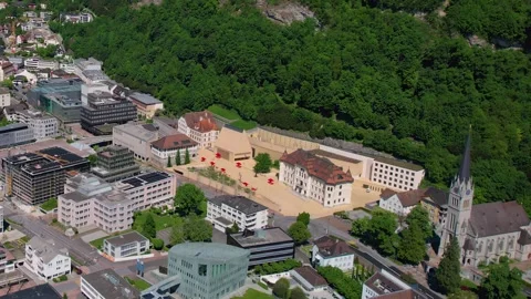 Panorama view around the old town of Vaduz Stock Footage 308930941