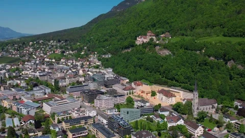 Panorama view around the old town of Vaduz 库存影片 308931461