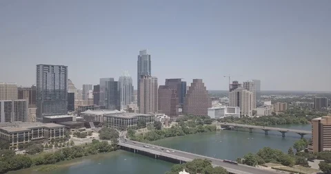 Panorama view of Austin Texas cityscape and river Stock Footage 127580795