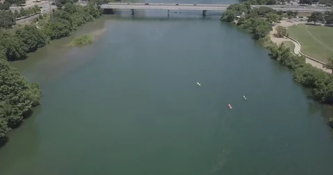 Panorama view of Austin Texas cityscape and river Stock Footage 127580834