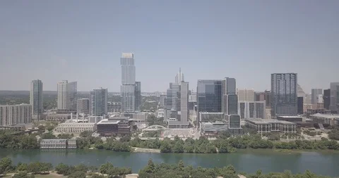 Panorama view of Austin Texas cityscape and river Stock Footage 127580888