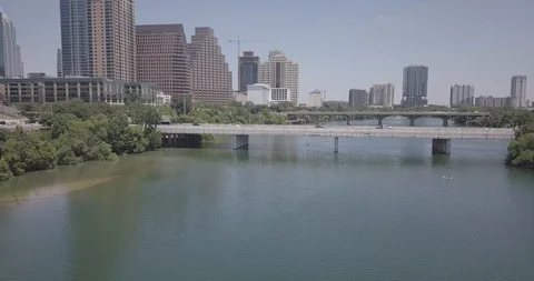 Panorama view of Austin Texas cityscape and river Stock Footage 127580906