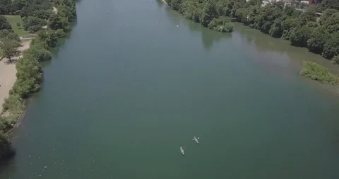 Panorama view of Austin Texas cityscape and river Stock Footage 127580983