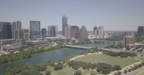 Panorama view of Austin Texas cityscape and river Stock Footage 127581052