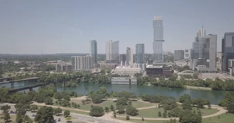 Panorama view of Austin Texas cityscape and river Stock Footage 127581086