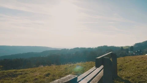 Panorama View from a Bench on Hill during Sunset | HD Stock Footage 88468912