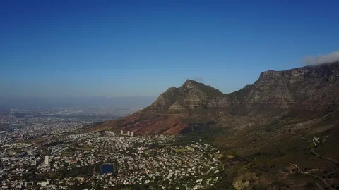 Panorama View Of Big City Surrounded With Mountains – Cape Town [Drone Footage] Stock Footage 90935132