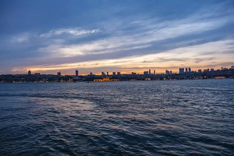 Panorama with a view of the Bosphorus and Galata Tower in Istanbul Stock-Fotos