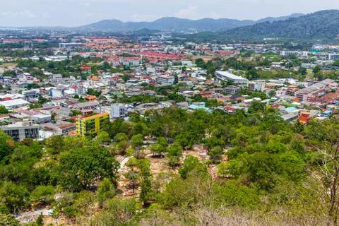 Panorama view to city from Big Buda landmark Stock Photos
