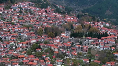 Panorama view of the city Metsovo 库存影片 306556780