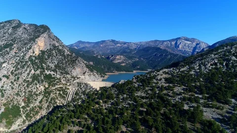 Panorama view from flying copter of the beautiful Mediterranean Sea surrounded Stock Footage 86556334