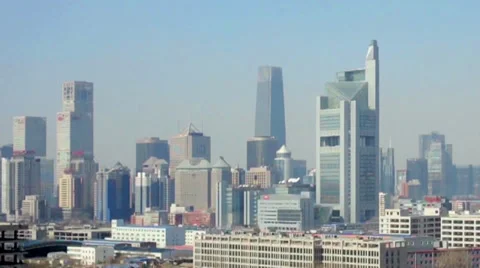 The panorama view of Guomao CBD at daytime, Beijing, China 스톡 동영상 34284083