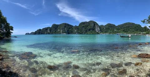 Panorama view island landscape at Phi Phi island Thailand Stock Illustration