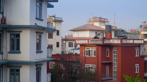 Panorama view of of Kathmandu roofs Stock Footage 228601039