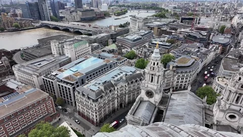 Panorama view of landmarks from the top of St. Paul's Cathedral, City of Stock Footage 310188316