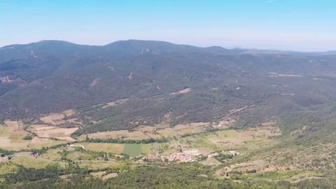 Panorama view of landscape from the top of chateau Queribus. Stock-Footage 77765792