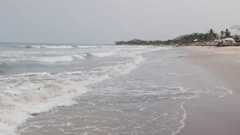 Panorama view of the long Kokrobite Beach coastline, Ghana Video stock 274459735