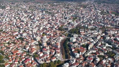 Panorama view of the monastery and city Trikala Stock Footage 306552123
