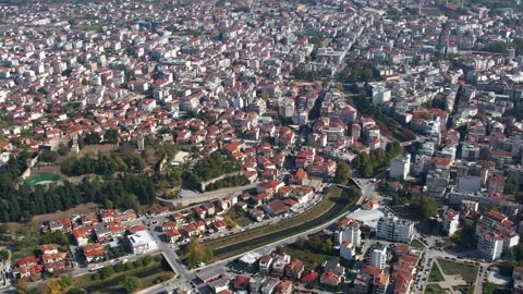 Panorama view of the monastery and city Trikala Vídeo Stock 306552163