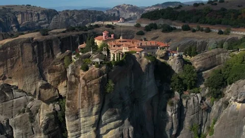 Panorama view of the monastery and city meteora Kalabaka Видео 306552361