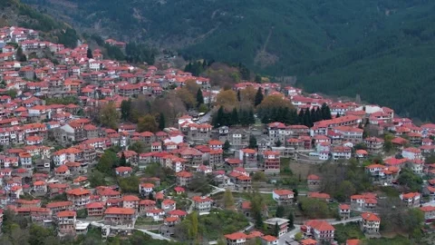 Panorama view of the monastery and city Metsovo Stock-Footage 306552926