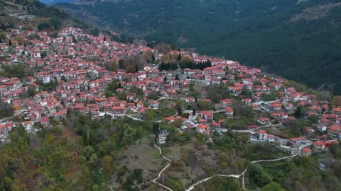 Panorama view of the monastery and city An aerial panoramic view of the monaster Stock Footage 306556974
