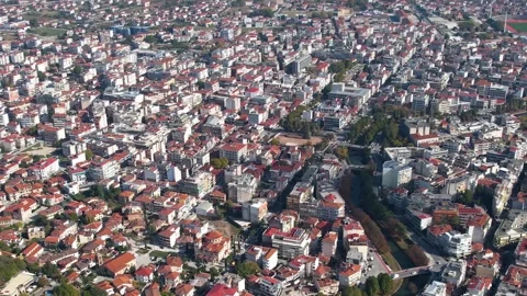 Panorama view of the monastery and city Trikala Видео 306659180
