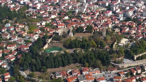 Panorama view of the monastery and city Trikala Stock Footage 306659413