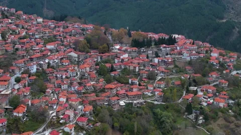 Panorama view of the monastery and city Metsovo Vídeos de archivo 306659773